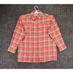 Levis Shirt Womens Large Oversized Pink Plaid Flannel Pearl Snap Western Outdoor